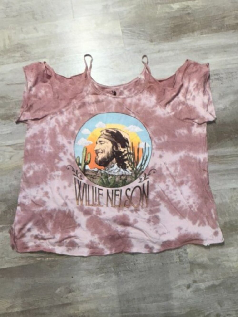 Cold-shoulder Willie Nelson tie dye top -Torrid